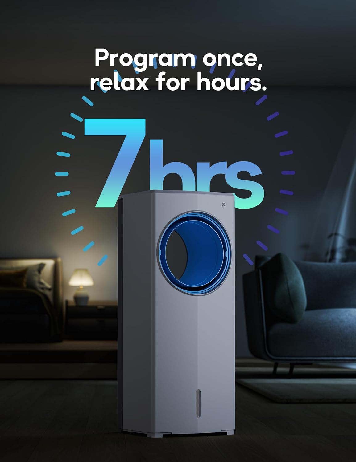 Windowless Portable Air Conditioner, 26.1" Small Evaporative Air Cooler for Room No Window, 3-Speed Settings, 4 Modes, 7H Timer, Remote Control, 4 Ice Packs, Quiet AC Unit for Bedroom, White