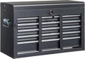 Metal Tool Box, 5-Layer Drawers & Top Storage Tray Tool Box with Lock Safety and Handle, 24" Portable Tool Chest Cabinet for Garage, Warehouse, Home, Black