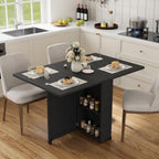 Garvee Folding Dining Table with Storage, Folding Kitchen Table with 6 Wheels, Drawer & Shelves, Compact Dining Table for Small Spaces