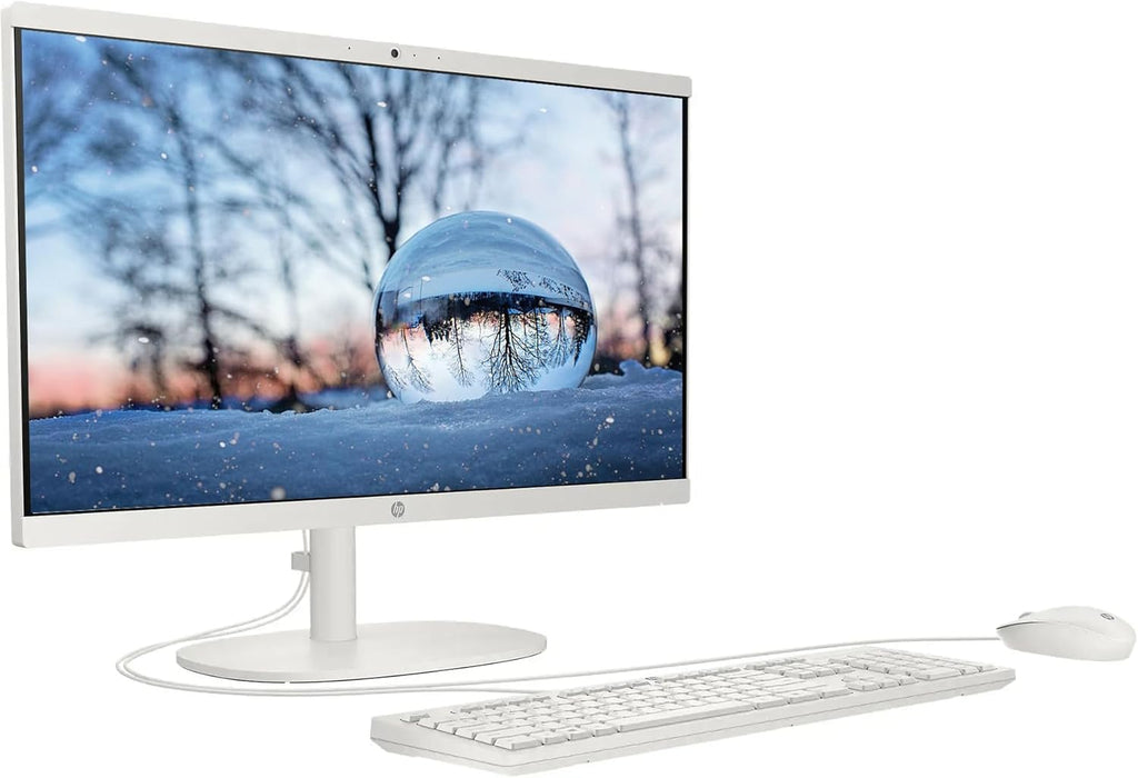 HP 21.5" FHD All-in-One Desktop Computer  32GB RAM 128GB UFS  Quad-Core Intel N100  Windows 11  Keyboard & Mouse  PLUSERA 8-in-1 Hub Included  Cashmere White