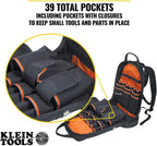 Klein Tools 80115 Backpack Kit with Tradesman Pro 39-Pocket Backpack and Electricians Pocket Knife, 2-Piece