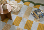 Hand-Tufted Scalloped Wool Area Rug, Modern Plaid Checkered Pattern, Soft & Durable Cozy Accent Rug for Living Room, Bedroom & Nursery, Handmade Decorative Floor Carpet (Light Blue, 8' x 10')