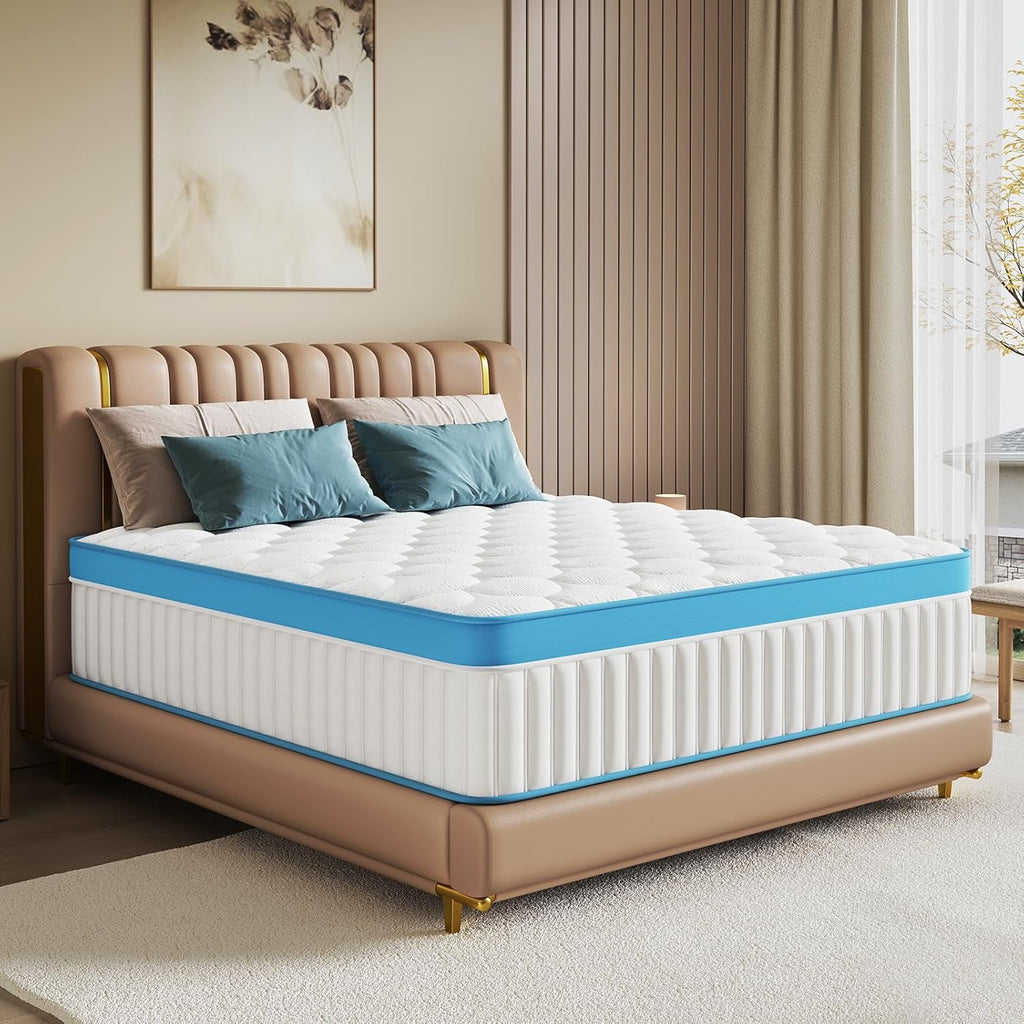 King Size Mattress 12 Inch Medium Firm King Matress Hybrid Memory Foam Individual Pocket Springs Pressure Relief & Motion Isolation Mattresses in a Box