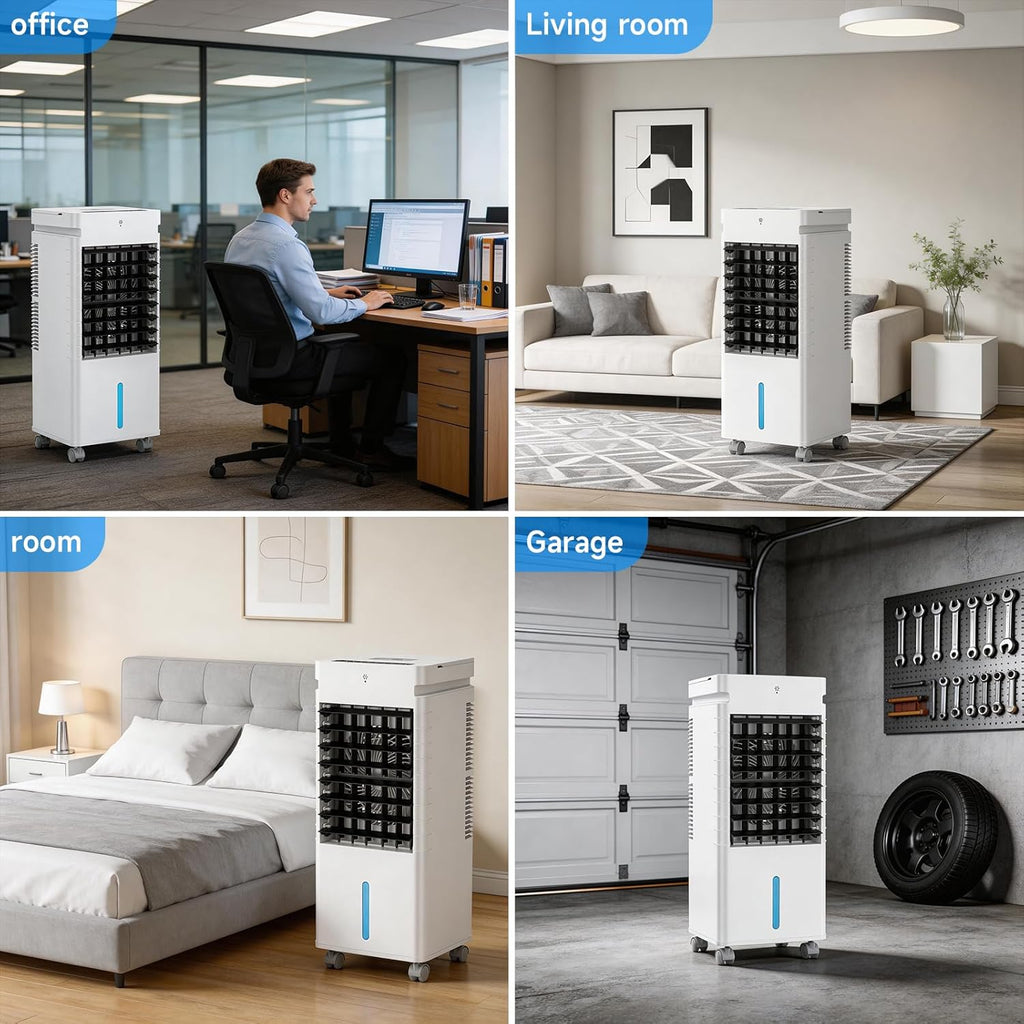 Portable Air Conditioners, 3-IN-1 Evaporative Air Cooler,Cooling Fans that Blow Cold Air with 60° Oscillation,9H Timer,3 Modes & 12 Speeds, 8 Ice Packs, Windowless Portable AC for Room,Bedroom,Office