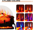 PuraFlame 24" Free Standing Electric Fireplace Log Set Insert, 750W/1500W Heater, 6 Flame Colors with 5 Brightness, Crackling Sound, Remote Control
