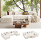 132'' U Shaped Sectional Couches for Living Room, Beige Modular Boneless Cloud Sofa with 2 Chaise Lounges, 4-in-1 Flexible Combination Layered Foam Cushion Deep Seat Corner Couch, No Assembly