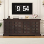 70" Sideboard Buffet Cabinet with Storage, Coffee Bar Cabinet with and 4 Doors, Long Wider Storage Cabinet Modern Farmhouse, Brown Wood, for Kitchen, Dining Room, Living Room