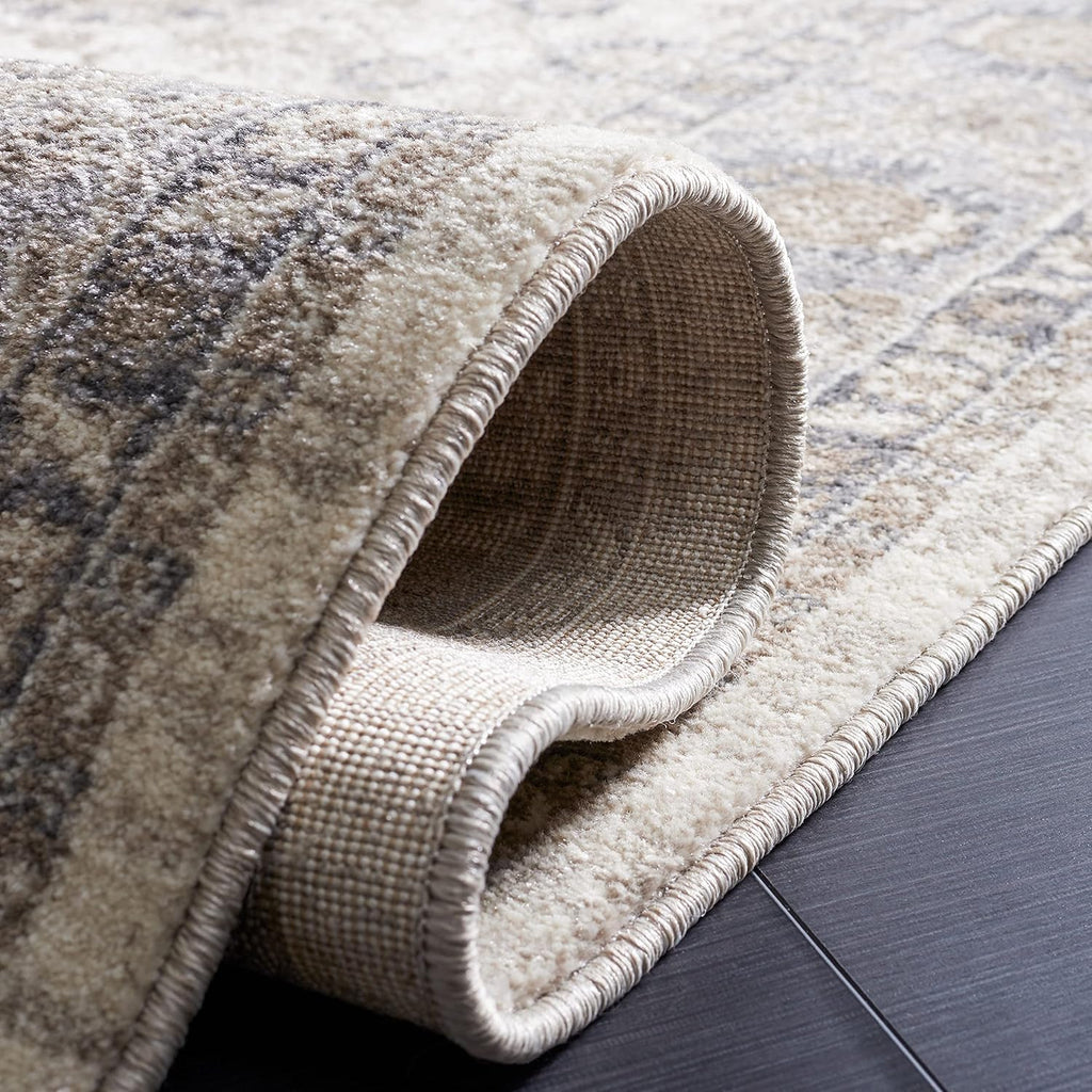 SAFAVIEH Sofia Collection 8' x 10' Ivory/Grey SOF330D Boho Tribal Oriental Distressed Non-Shedding Living Room Dining Bedroom Area Rug