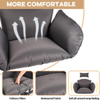 Egg Chair with Stand Outdoor Ratten Wicker Hanging Egg Chair Outdoor Indoor with Thickened Cushion Swing Chair Hammock for Patio Apartment Bedroom Garden Balcony (Dark Grey Wicker+Grey Cushion)