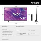 SAMSUNG 77-Inch Class OLED S84F Series Samsung Vision AI Smart TV (2025 Model  77S84F) NQ4 AI Gen2 Processor  4K AI Upscaling  OLED HDR  Pantone Validated  Motion Xcelerator 120Hz