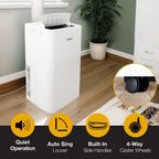 Whirlpool 14,000 BTU Portable Air Conditioner with Dehumidifier for Living Room, Apartment, or Bedroom, 115V, Portable AC for Large Rooms up to 700 Square Feet with Remote, 3 Speeds, and Timer, White