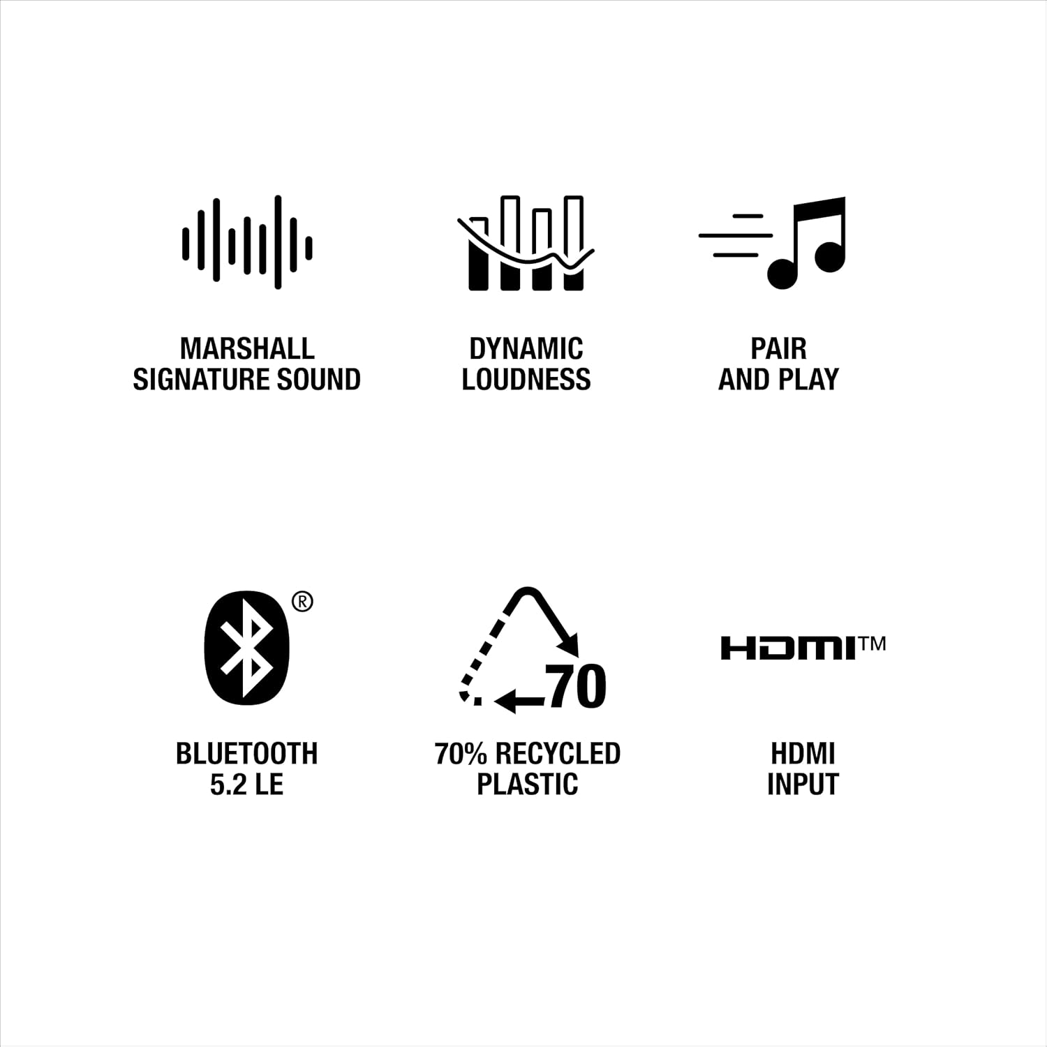 Marshall Woburn III Bluetooth Home Speaker - Loud Stereo Sound with Bass and Treble Controls | Plug-in Powered | Record Player Compatible | HDMI  RCA  3.5 mm Aux Inputs - Black