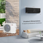 COSTWAY 12000 BTU Wifi Enabled Mini Split Air Conditioner & Heater, 22 SEER2 208-230V Inverter AC Unit Cools up to 750 Sq. Ft, Energy Efficient, Heat Pump (Black, 12000BTU, 208-230V, 22 SEER2-WIFI)