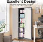 SISESOL 6 Tier Storage Cabinet with Doors and Shelves,71" Tall Metal Storage Cabinet with Lock Door Adjustable Shelf, Steel Lockers for Office, Home,School,Kitchen,Garage Tool Utility Cabinet