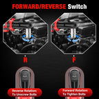 20V Cordless Ratchet Wrench 3/8" Set, 88 Ft-lbs(120N.m), 500 RPM, Electric Ratchet Wrench with 2PCS 2000mAh Batteries, Variable Speed, LED Light, 5 Sockets, 1/2" Adapter, 3" Extension Bar