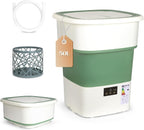 Portable Washing Machine, 1.8 Cu.Ft Large Capacity Foldable Washer with Spin Basket & 150W Motor, Timer Control for Apartment, RV, Camping & Travel – No Laundry Room Needed (White Green)