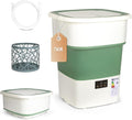 Portable Washing Machine, 1.8 Cu.Ft Large Capacity Foldable Washer with Spin Basket & 150W Motor, Timer Control for Apartment, RV, Camping & Travel – No Laundry Room Needed (White Green)