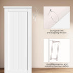 Yaheetech Wooden Bathroom Floor Cabinet, Side Storage Organizer Cabinet with 4 Drawers & Double Doors, Freestanding Entryway Storage Unit Console Table, Bathroom Furniture Home Decor, White