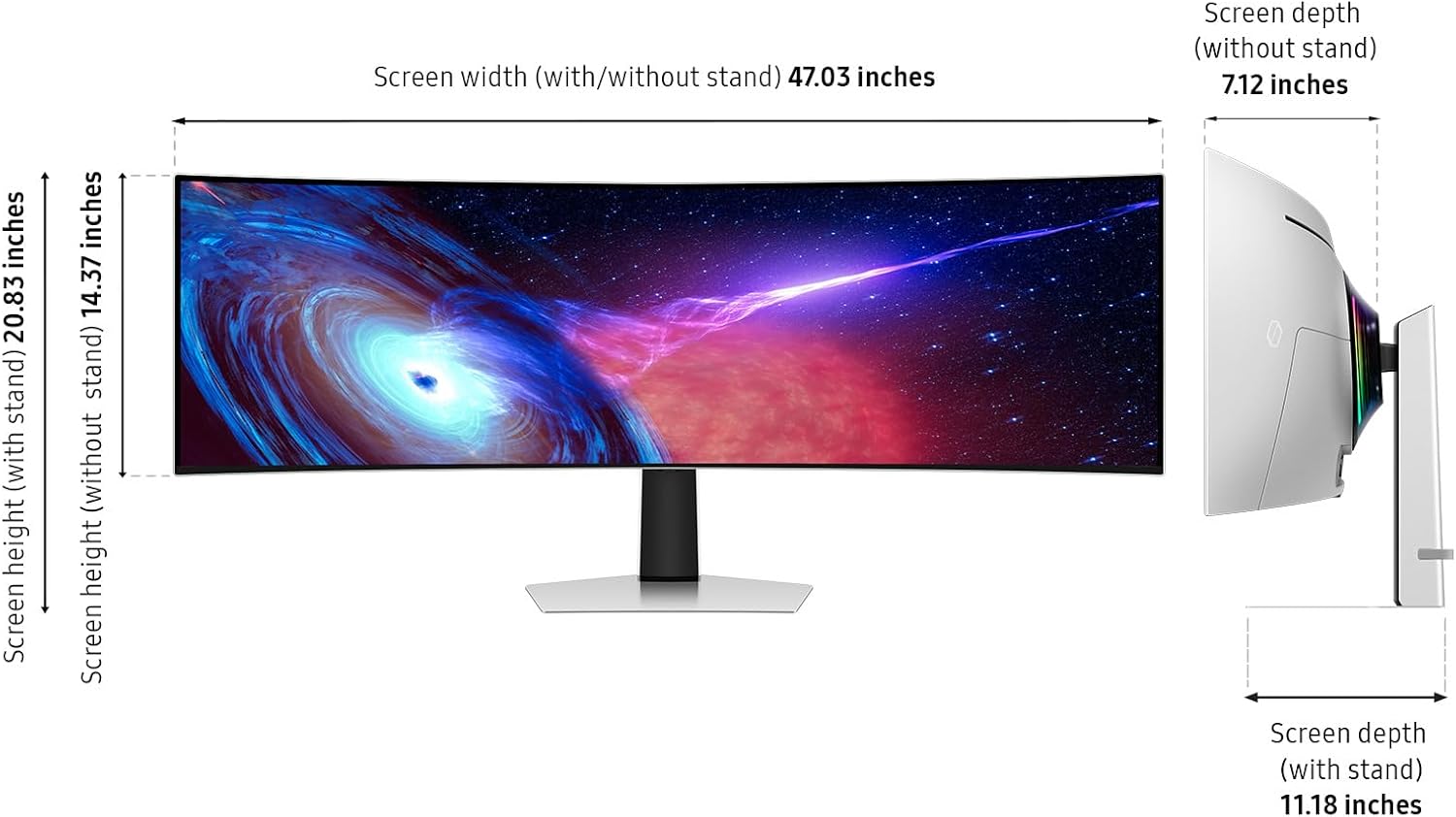 Samsung 49" Odyssey G93SC Series Curved Gaming Monitor  QD-OLED  240Hz  0.03ms  DQHD  G-Sync Compatible  FreeSync Premium Pro  Adjustable Stand