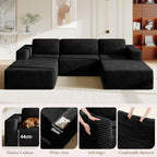 Vesgantti 119" Oversized U-Shaped Modular Sectional Sofa with 2 Movable Ottomans, Modern Cloud Couch with Deep Seat & Spring Support, Boneless Couches for Living Room, No Assembly Required, Black