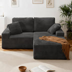 75" Cloud Modular Boneless Couch, L-Shaped Right Facing Chaise Sectional Sofa, Deep Seat Plush Corduroy Upholstery - Memory Foam Comfy Fluffy Couches for Living Room Bedroom, No Assembly Required
