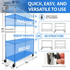 4000 LBS Heavy Duty Wire Rack, 48 x 24 x 76, 5-Tier NSF Commercial Rolling Rack with 4" Industrial Casters, Chrome Metal Wire Shelving for Garage, Kitchen, Adjustable Storage Shelf, Crescent