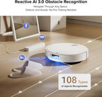 roborock Qrevo CurvX Robot Vacuum and Mop, 22,000Pa Suction, 3.14'' Ultra Slim, Zero-Tangling Design, Reactive AI Obstacle Recognition, AdaptiLift Chassis, Auto Hot Water Mop Washing & Drying
