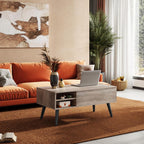 WLIVE Lift Top Coffee Table for Living Room,Small Coffee Table with Storage, Adjustable Shelf and Storage Compartment, Mid Century Modern Living Room Table, Greige