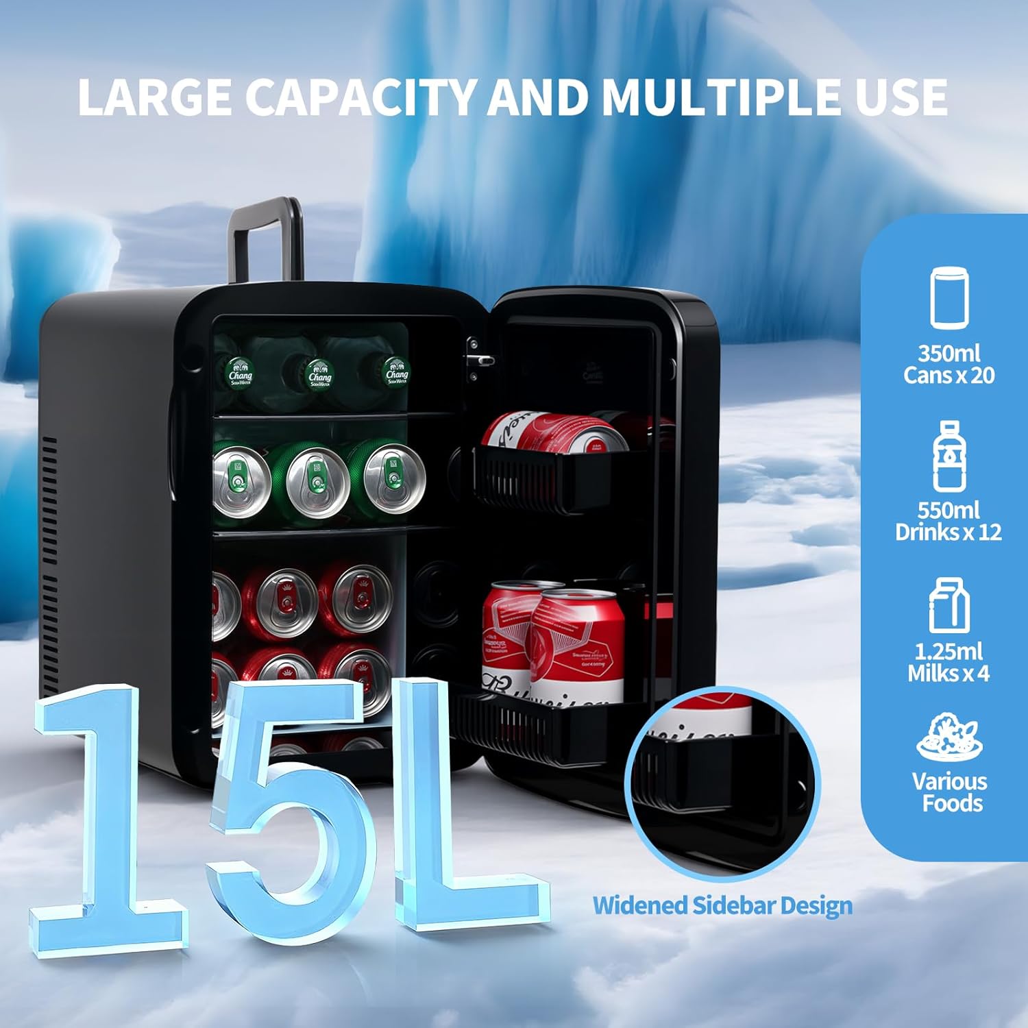 Enventor Mini Refrigerator, 15L Compact Skincare Fridge AC+DC Power Cooler & Warmer Small Refrigerator for Bedroom, Skincare, Makeup, Cosmetics, Car, Office (Black)