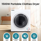 Portable Dryers for Laundry 1500W, 3.5 cu.ft Apartment Dryer with 4 drying Mode, Front Load Electric Dryer for RVs and Apartments, White