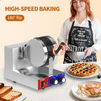 Commercial Waffle Maker - Belgian Waffle Maker w/Non-stick Baking Pan and 550℉ Heating, 1200W Rotating Waffle Iron for 1.2" Thick, Stainless Steel Round Waffle Machine for Restaurant