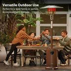 EAST OAK 50 000 BTU Patio Heater for Outdoor Use With Round Table Design  Double-Layer Stainless Steel Burner and Wheels  Outdoor Patio Heater for Home and Commercial  Bronze  31.9" x 31.9" x 86.6"