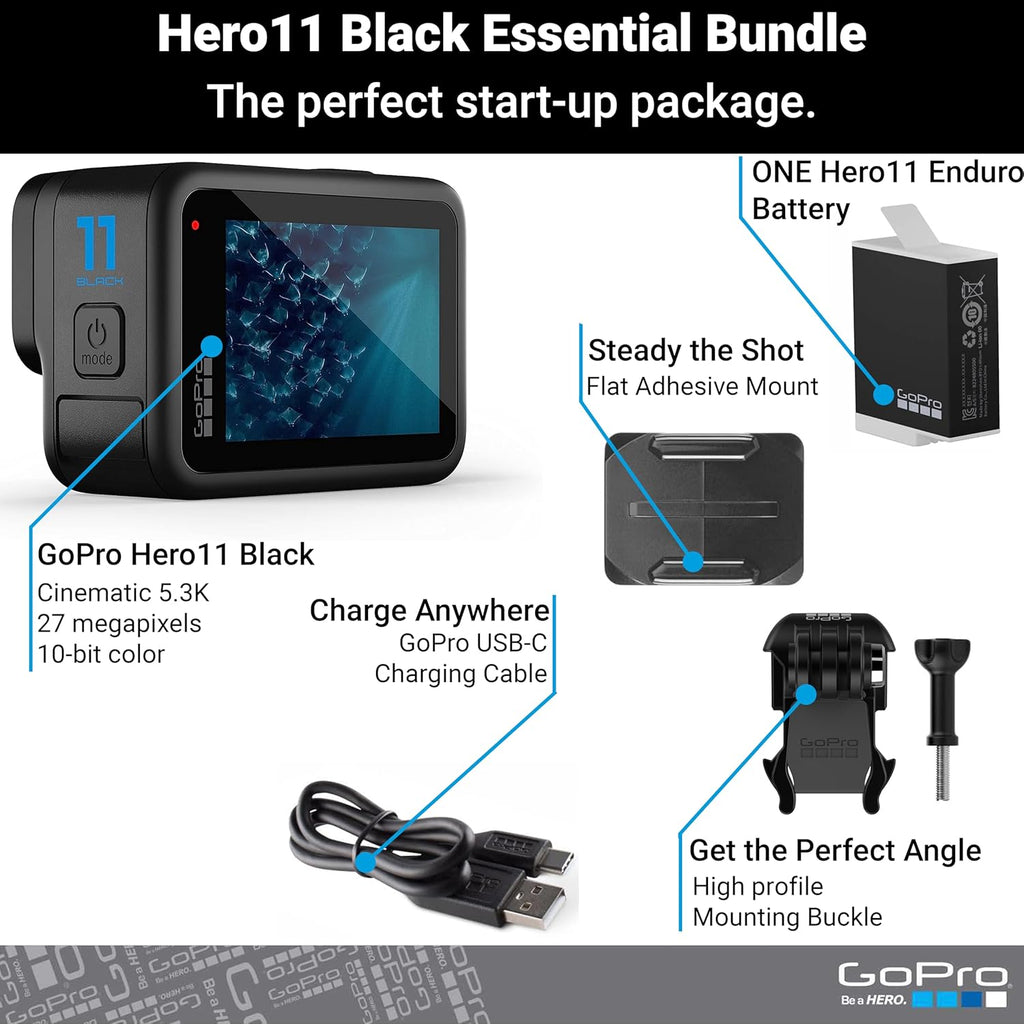 GoPro HERO11 Black – E-Commerce Packaging - Waterproof Action Camera with 5.3K60 Ultra HD Video  27MP Photos  1/1.9" Image Sensor  Live Streaming  Webcam  Stabilization