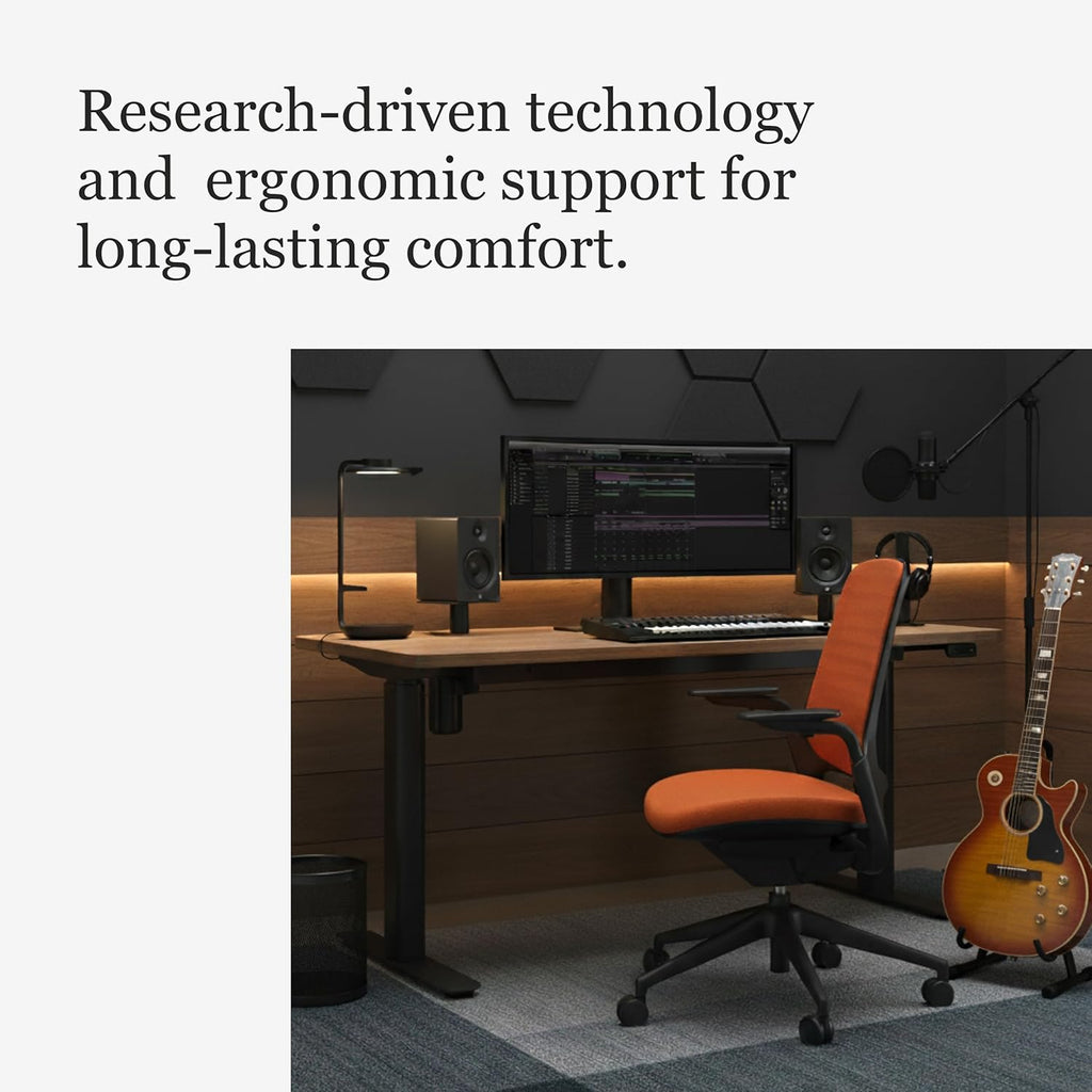Steelcase Series 1 Office Chair - Ergonomic Work Chair with Wheels for Hard Flooring - Helps Support Productivity - Weight-Activated Controls, Back & Arm Support - Easy Assembly - Tangerine