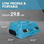 HEPA Air Scrubber with GFCI Outlets for Daisy Chain | 1/4 HP, 675 CFM, 2.2A | Water Damage Restoration, Grow Rooms | PA-600-HAS | Blue