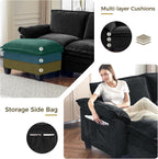 KKL U-Shaped Modular Sectional Sofa, 6 Seater Cloud Couch with Ottoman, Chenille Sectional Couches for Living Room, Apartment, Black