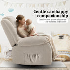 Recliner Chair, Wide Rocker Chair, Rocking Chair with Massage and Heat,360°Swivel Nursery Rocking Chairs, Oversized Recliner for Adults, Cashmere Reclining Sofa for Living Room, Beige