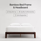 Nectar Bamboo Platform Bed Frame - Queen - Walnut - Floating Center Support Legs - 12” Height - Easy Tool Free Set Up - Contemporary and Durable - Sturdy Wooden Support Slats - Holds Up to 800 Pounds