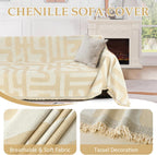 1OO% Waterproof Sectional Couch Covers for Dogs L Shaped Corner Sofa Cover Washable Chenille Sofa Slipcovers Blanket Modern Jacquard Pet Furniture Protector (91"x252", Boho Beige)
