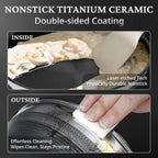 KOKHUB Nonstick Frying Pans with Lids, 8", 10", 12" Titanium Ceramic Tri-Ply Stainless Steel Skillet Set, Non-Toxic, PFAS/PFOA/PTFE Free, Dishwasher & Oven Safe, Induction Compatible