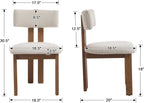 Kmax Farmhouse Dining Chair Set of 4, Linen Fabric Kitchen Chair Curved Back Armless Dining Room Chairs with Walnut Wood Legs for Family Diner, White