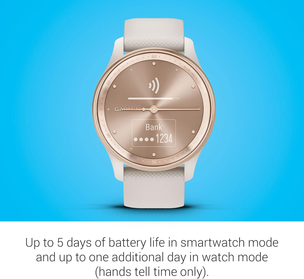 Garmin vívomove Trend  Stylish Hybrid Smartwatch  Long-Lasting Battery Life  Dynamic Watch Hands and Touchscreen Display  Ivory