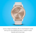 Garmin vívomove Trend  Stylish Hybrid Smartwatch  Long-Lasting Battery Life  Dynamic Watch Hands and Touchscreen Display  Ivory