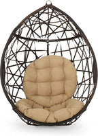Christopher Knight Home Isaiah Indoor/Outdoor Wicker Tear Drop Hanging Chair (Stand Not Included), Multi-Brown and Tan