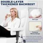 Misolant Big and Tall Office Chair with Footrest, High Back Executive Desk Chair with Adjustable Lift Armrest, 155°Recline，Lumbar Support Pillow, Faux Leather Gaming Chairs for Home or Office White