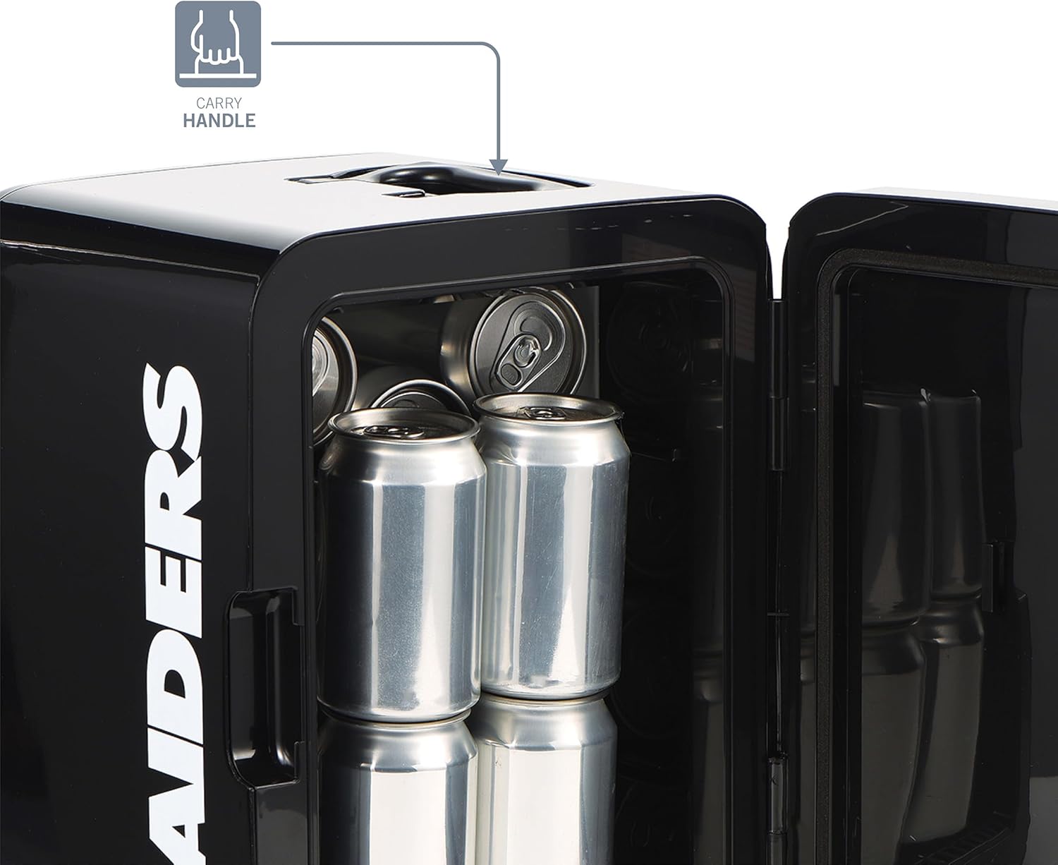 Ukonic NFL Las Vegas Raiders 15-Can Mini Fridge 10L – AC/DC Powered, Official Team Colors & Logo, Portable Cooler for Tailgates, Home, Office, or Car