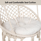 ANOW Macrame Hammock Chair with Stand for Outside, Heavy Duty Hanging Chair Stand with Swing Chair, Includes Seat Cushion, Max 400 Lbs, Natural