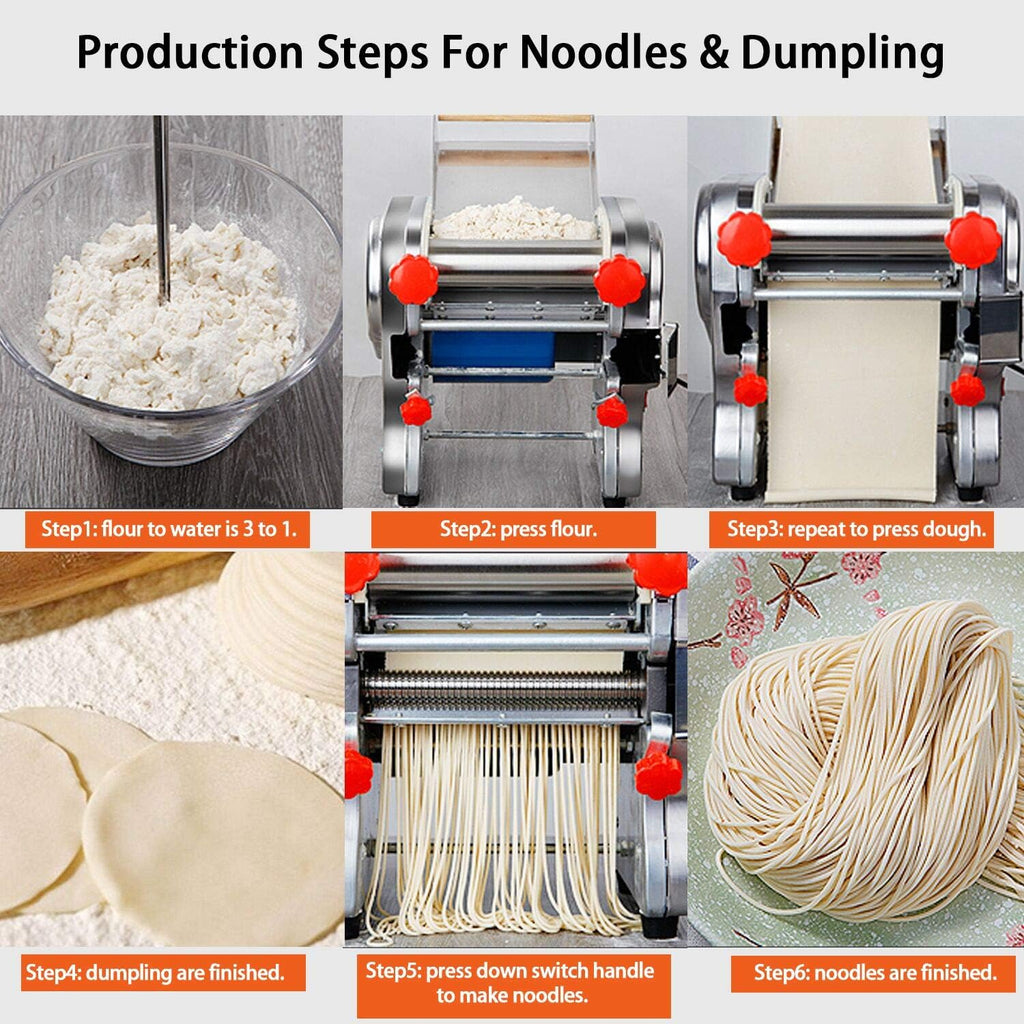 Pasta Maker Machine,Electric Noodle Maker&Dumpling Machine for Commercial&Home Use,Stainless Steel Dual-Cutter No Disassembled-3/9mm Width Noodle/Thickness Dough-Auto Noodle Sheeter