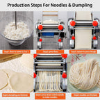 Pasta Maker Machine,Electric Noodle Maker&Dumpling Machine for Commercial&Home Use,Stainless Steel Dual-Cutter No Disassembled-3/9mm Width Noodle/Thickness Dough-Auto Noodle Sheeter