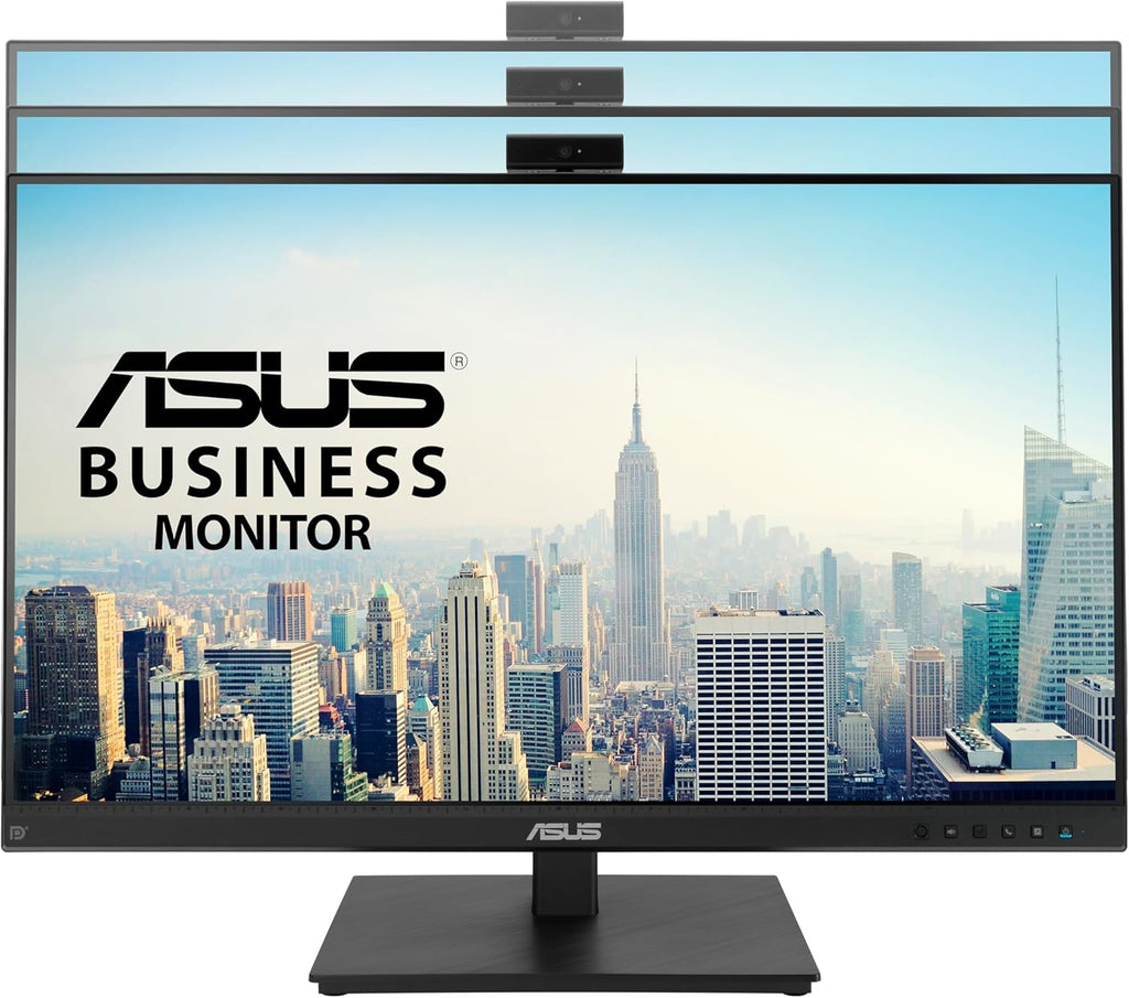 ASUS 27” 1080P Video Conference Monitor (BE279QSK) - Full HD  IPS  Built-in Adjustable 2MP Webcam  Mic Array  Speakers  Eye Care  Wall Mountable  Frameless  HDMI  DisplayPort  VGA  Height Adjustable